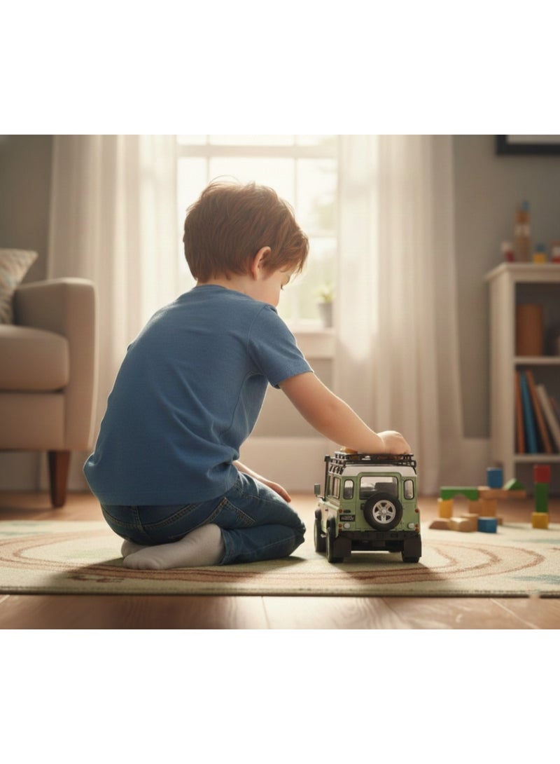 Welly Land Rover Defender Toy Car for Kids | Off-Road SUV Model with Roof Rack | Realistic Design | Green Vehicle Toy - Image 3